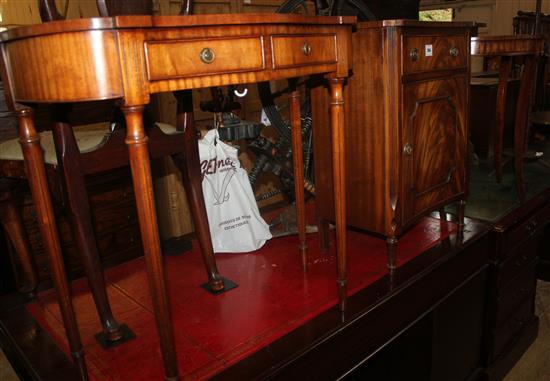 Serpentine hall table, side cabinet & demi lune hall table